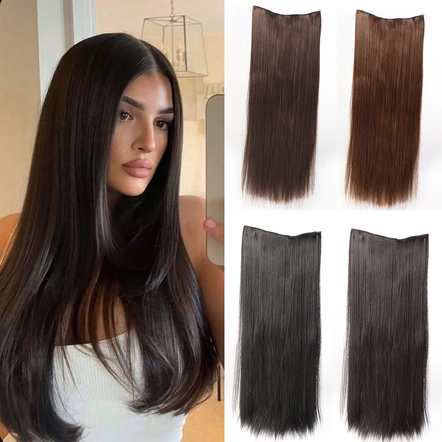 Synthetic 5 Clip In Hair Extensions Long Straight Hairstyle Hairpiece Black Brown Blonde 70CM Natural Fake Hair For Women Daily