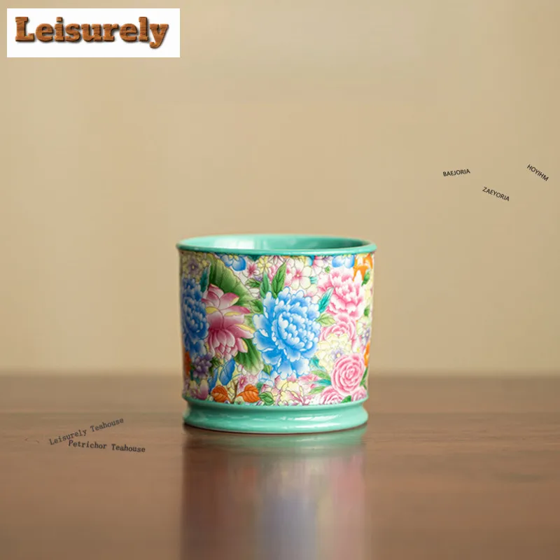 150ml Thousands Of Flowers Color Enamel Teacup Elegant Tea Bowl Tea Pair Tea-tasting Personal Cup Jianzhan Master Cups Tea Set