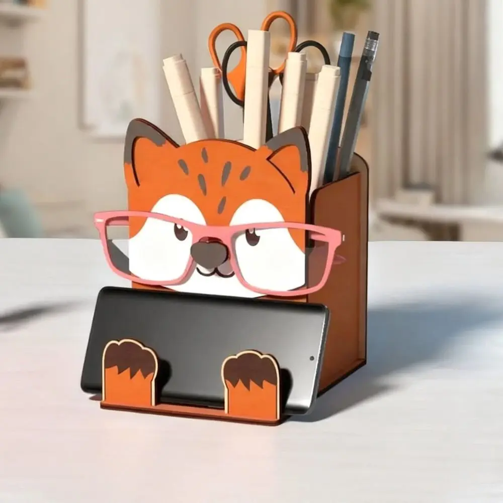 Hand Carved Animal Glasses Holder 3D Design Wooden Material Spectacle Stand Storage Rack Cartoon Shape Phone Display Stand