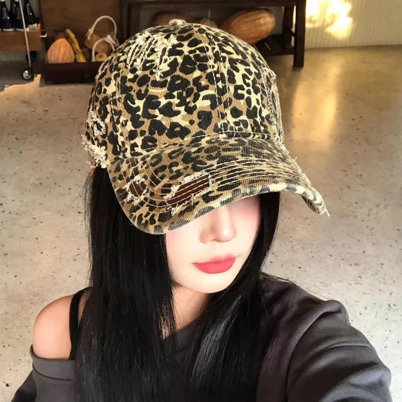 

Бейсболки в стиле ретро с леопардовым принтом и перфорацией, универсальные, для мужчин и женщин, весна-лето, уличный тренд, защита от солнца, повседневные