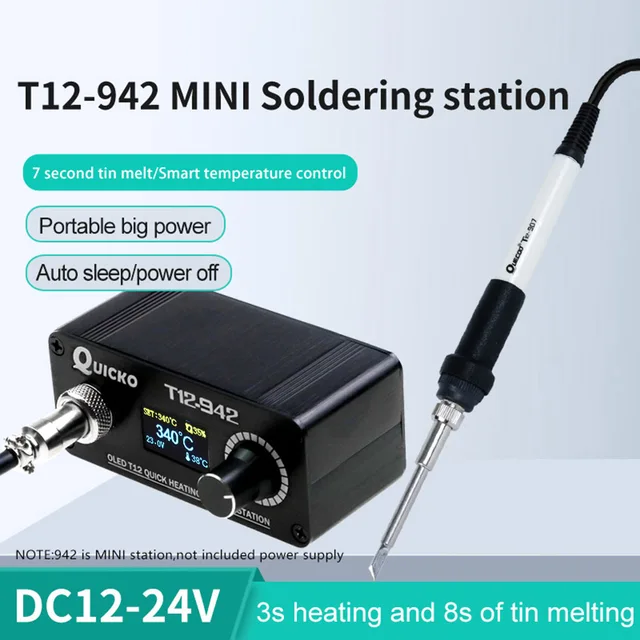 T12-942 OLED MINI stacja lutownicza cyfrowa elektroniczna spawarka wersja DC przenośna bez zasilacza QUICKO