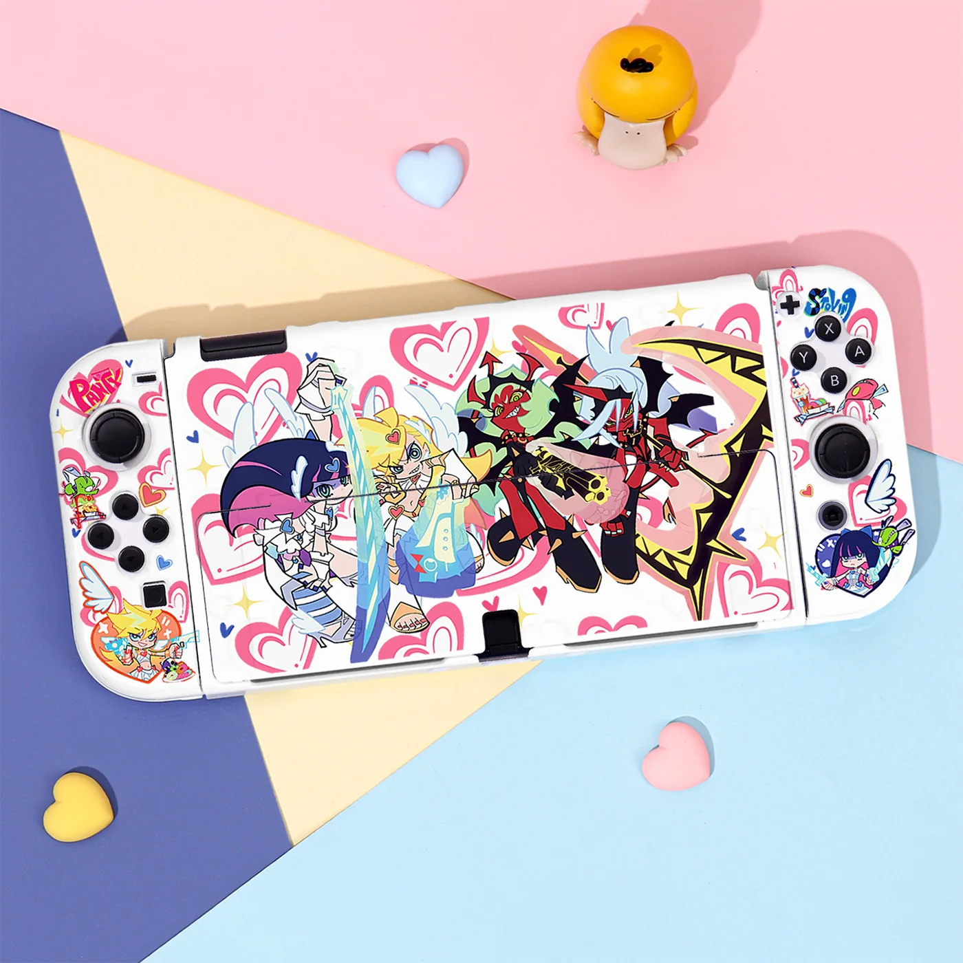 Anime Fishnet Angel Split Dockable Case for Nintendo Switch 2/OLED/NS Consoles Non-Slip Shock-Resistant Joy-Con Grip Covers