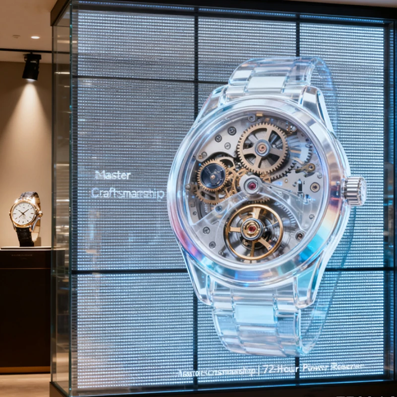 

Полноцветный прозрачный LED-экран P2.6 с ультратонким шагом пикселей, сетчатая LED-панель для витрин элитных брендов