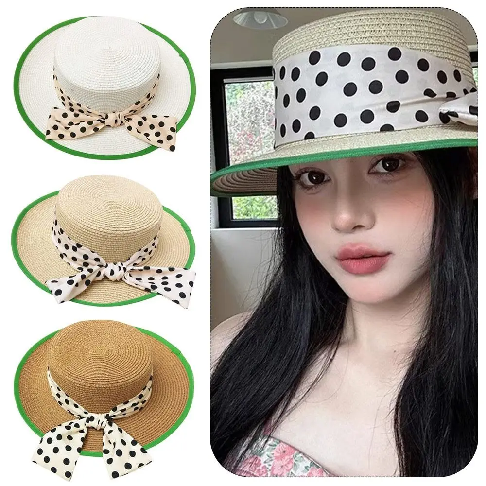 

Модная соломенная шляпа с волнистым бантом, маленькая дышащая пляжная шляпа с открытым лицом, защита от солнца, рыбацкая кепка, летняя кепка