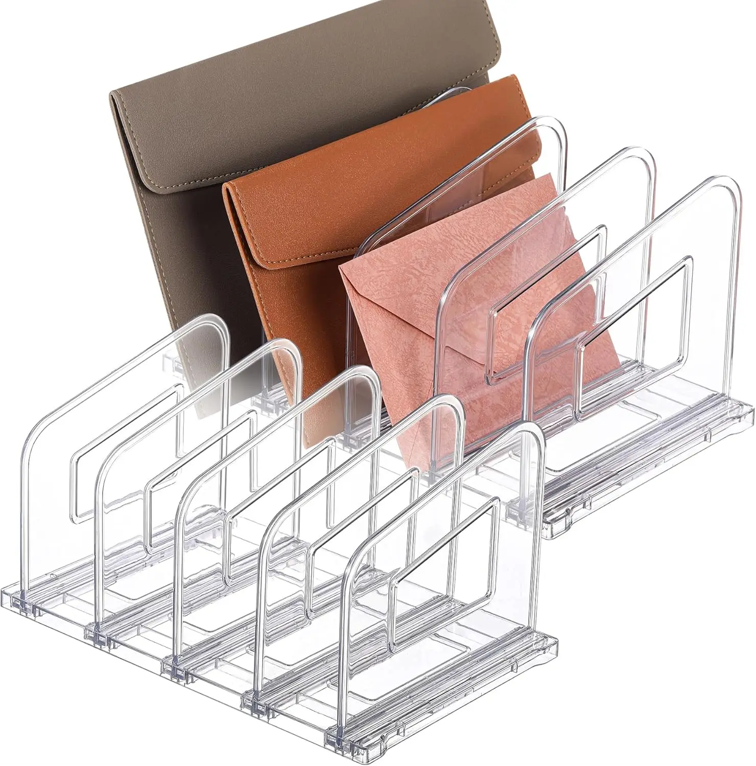 

Acrylic File Organizer with 4 Sections, 2 Pack for Office, Classroom & Home - Vertical Book Dividers