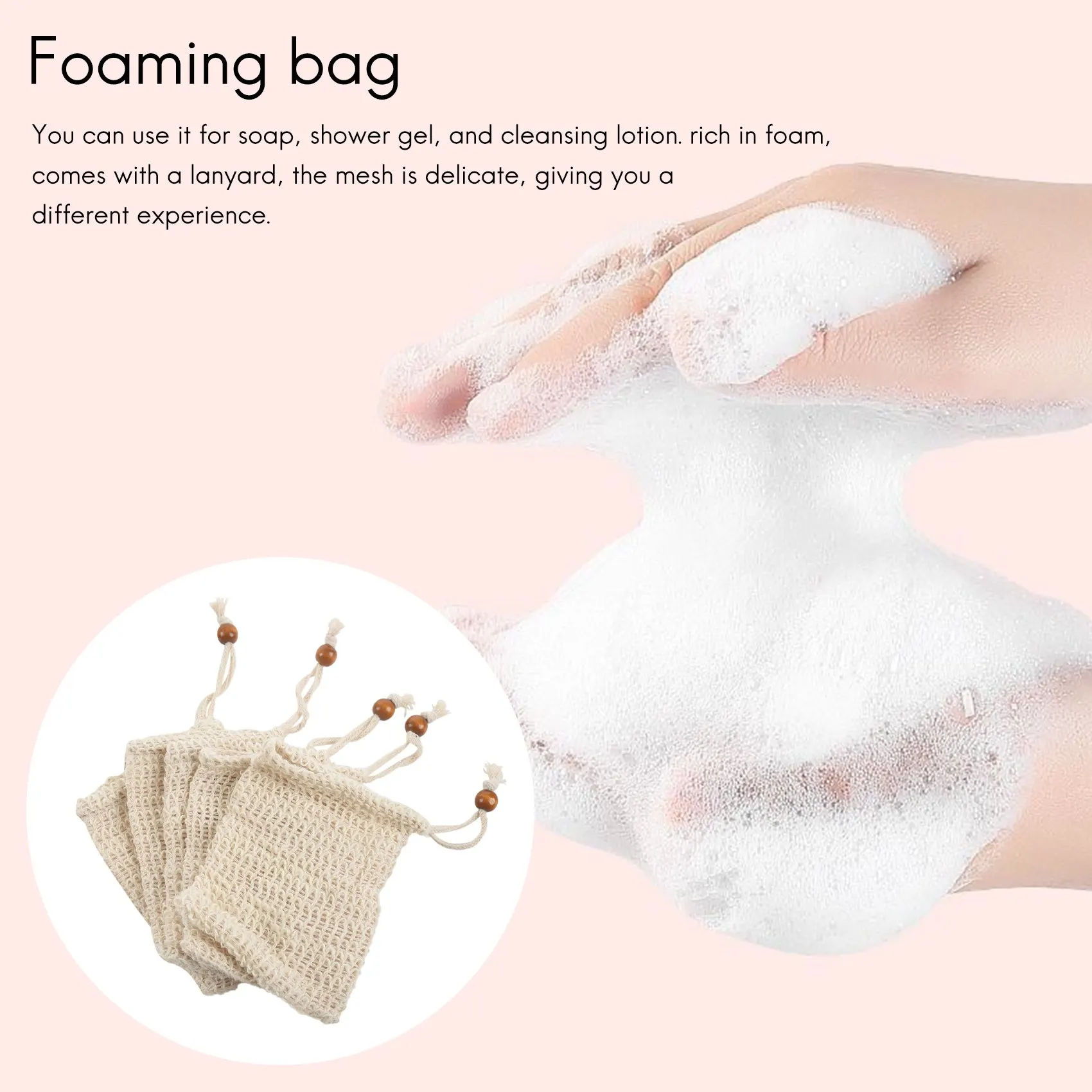 5 Pack Exfoliating Soap Bag Natural Soap Saver