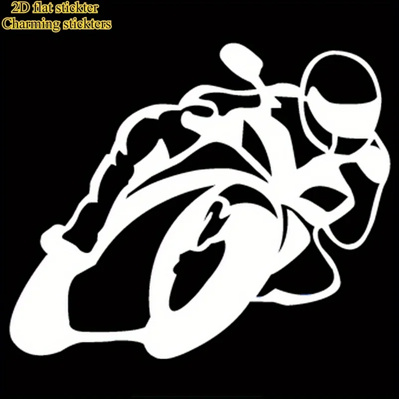 1pc 2D Flat Racing Motorcycle Rider Waterproof Vinyl Sticker For Car Window Decor