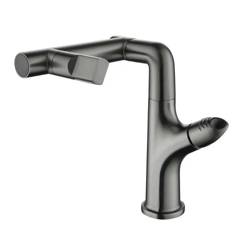 

Swinging rotating robotic arm digital display hot and cold waterfall water outlet bathroom cabinet basin faucet