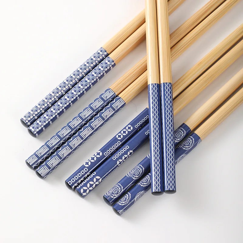 

5Pairs/Set Bamboo Chopsticks Household Long Chopsticks Non-slip Tableware Set Wood Chinese Japanese Korean Chopsticks Kitchen