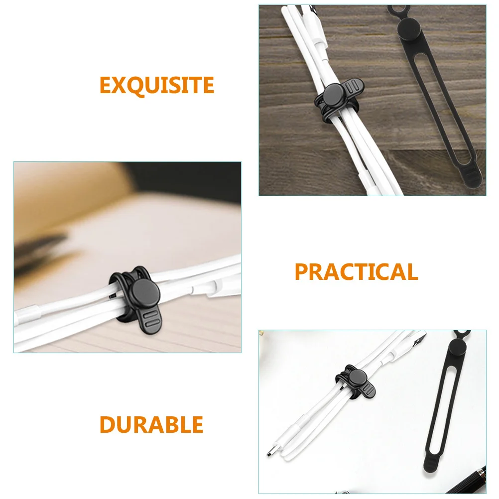 

10Pcs Cord Organizer Pack Flexible Silicone Cable Ties for USB Headphone Wires Home Office Desk Management Use