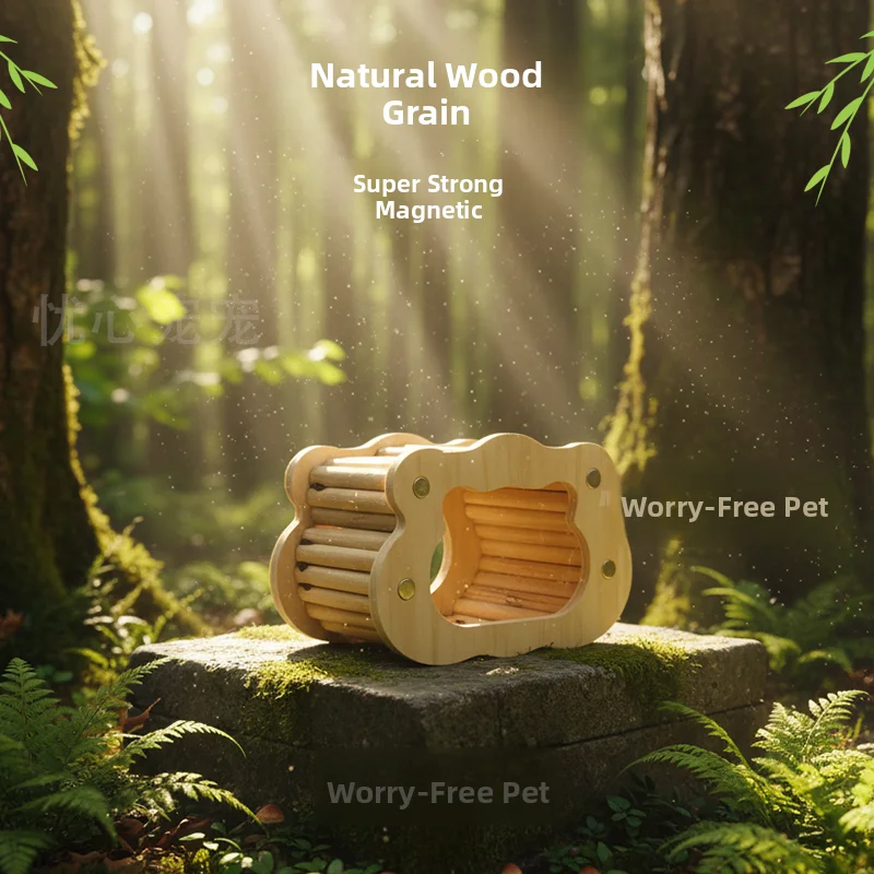 Real Wood Hamster House Outdoor Door Design Hideaway House Miniature Animal Wooden Hut Decorative Scenic Pet Toy for Hamsters