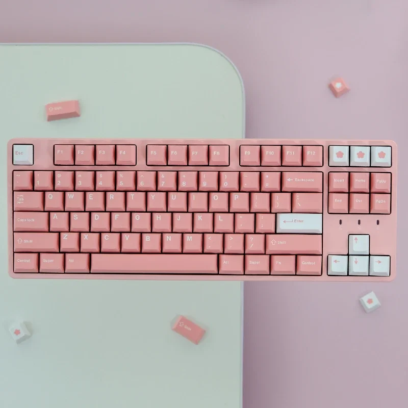 129 Keys/set  GMK Peach Blossom Keycaps Cherry Profile PBT Dye Subb Lightproof Key Caps For 61 68 75 84 87 96 98 104 108