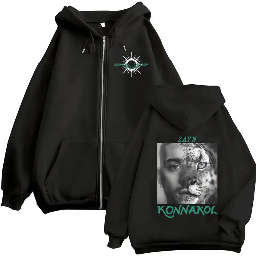 Jaqueta com Zíper do Rapper Zayn Malik KONNAKOL, Moda Casual Masculina, Roupas Soltas, Streetwear, Casacos Confortáveis Oversized
