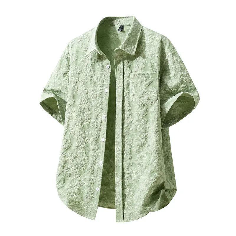 

Summer Men's Fashion Flower Short Sleeve Hawaiian Shirt Casual Solid Beach Holiday Shirts Stylish Printed Mens Clothing