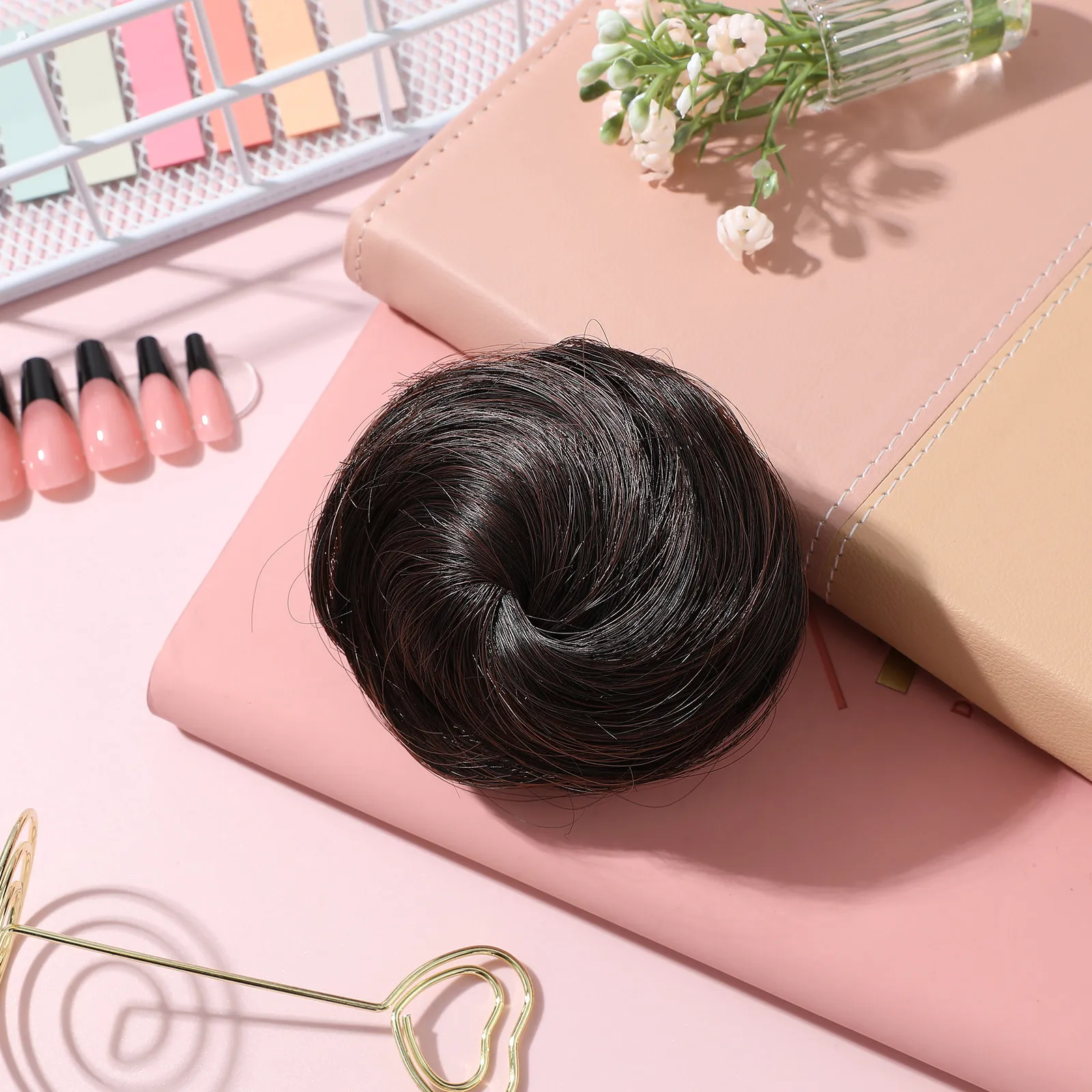 

2 шт. накладных пучка для волос на заколках для женщин, мини-пучки-пончики на заколках-крабах, легкие, надежно фиксирующие, придающие объем