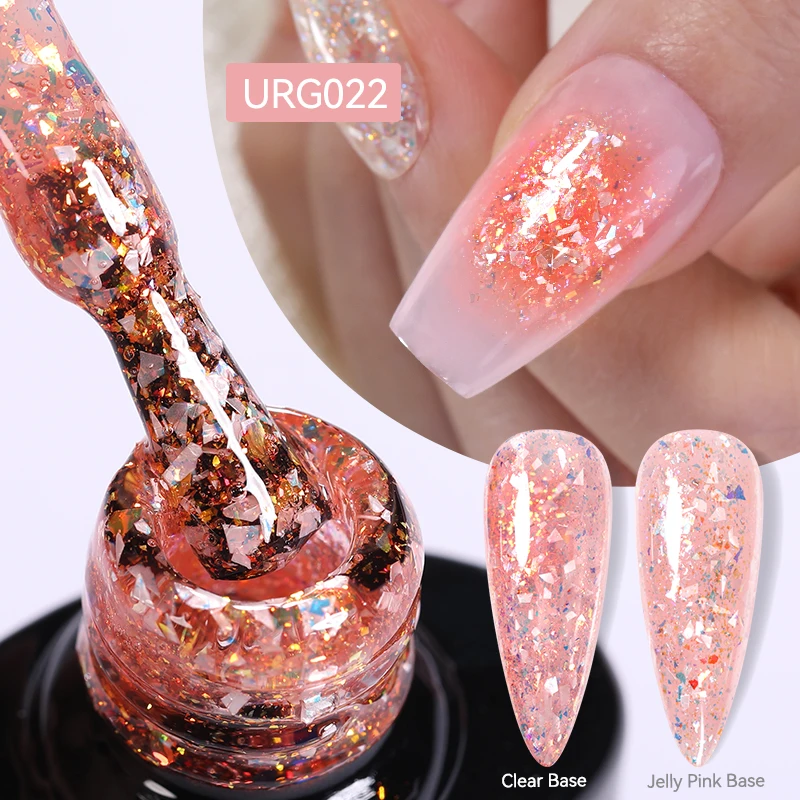 UR SUGAR 7ml Gold Glitter Mineral Gel Sparkling Nail Gel Polish Semi Permanent Soak Off UV LED Nail Art Varnish Manicure