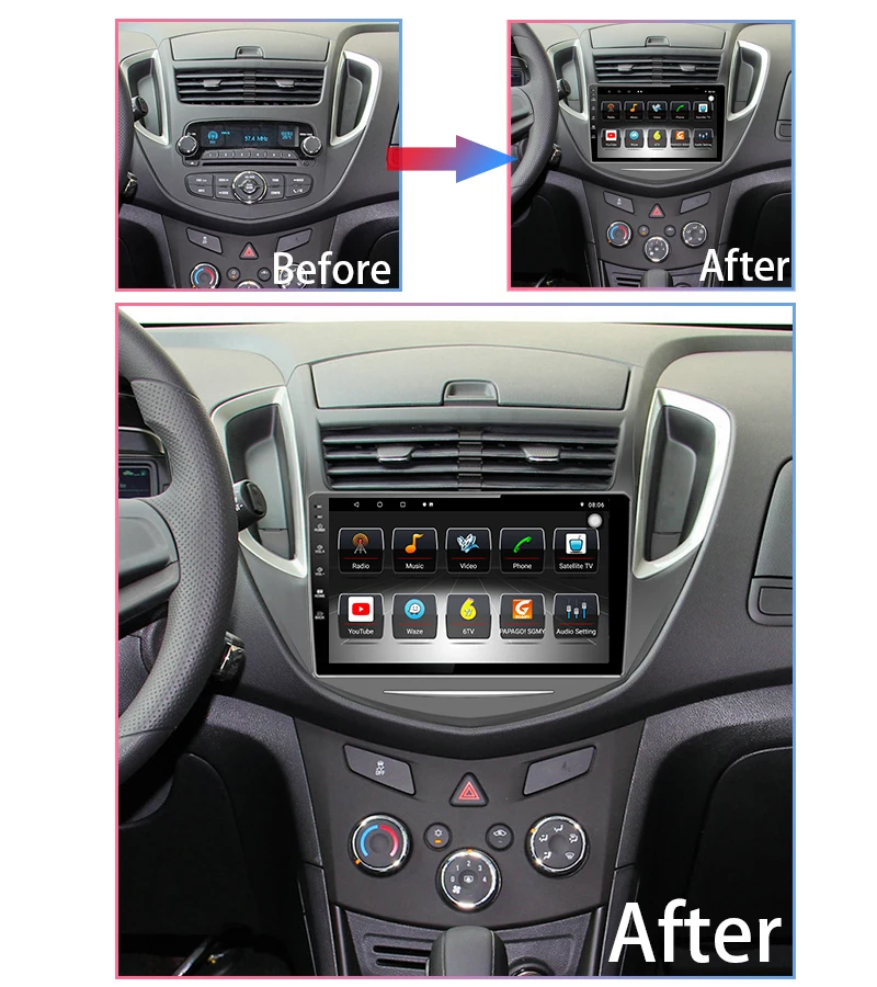 Android Car Stereo Radio For Chevrolet Tracker 2009-2011 With Built-in GPS USB Connection Mirror Link & TV Dashboard Mount