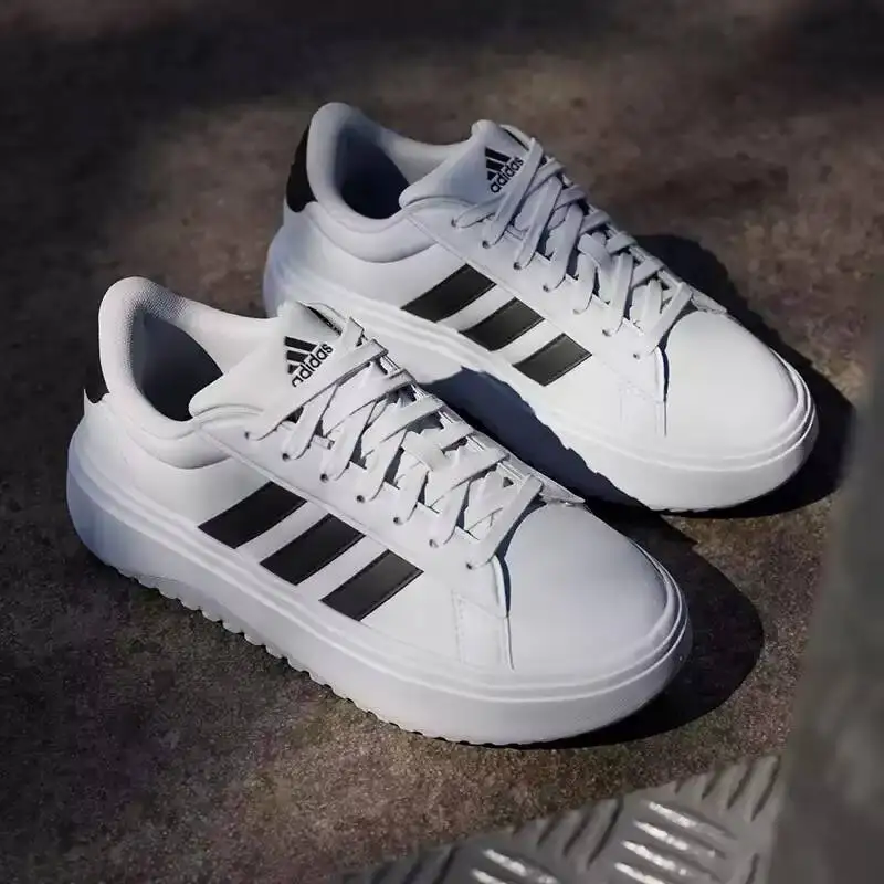 Popular Adidas Official Women's Shoes - New Model 26 GRAND Platform Slip-On Sneakers Low-Top White Shoes Sports Shoes IE1092