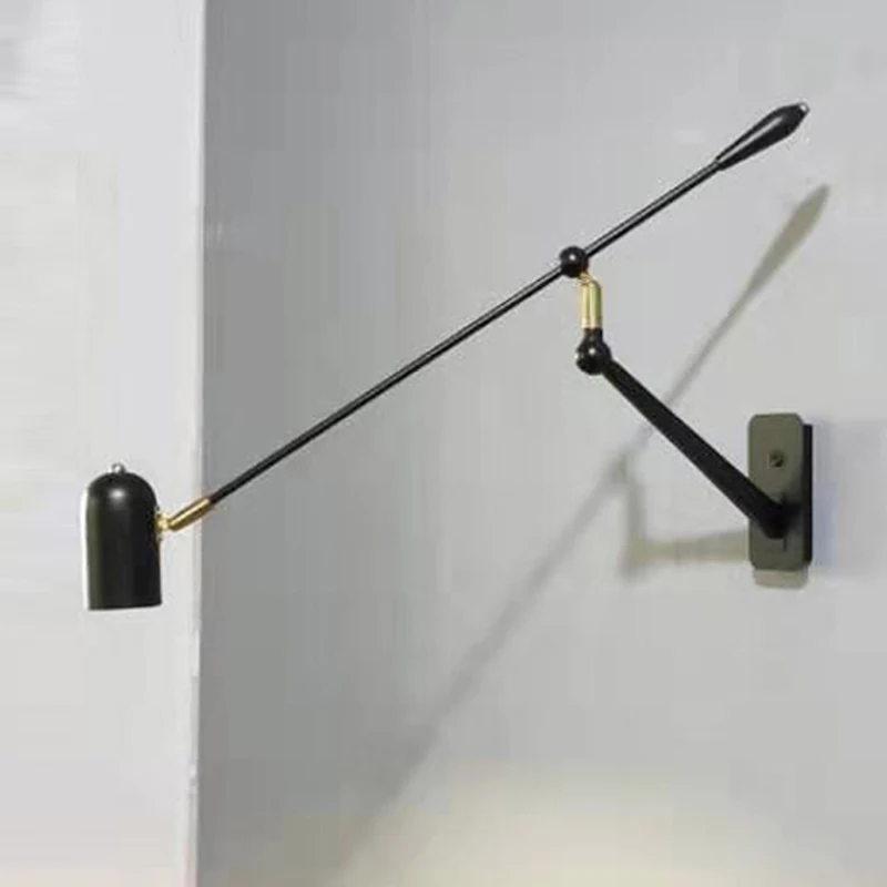 Nordic Living Room Wall Sconce Long-arm Sofa Background Wall Reading Lamp Long-arm Rocker Arm Bedroom Bedside Lamp Retractable