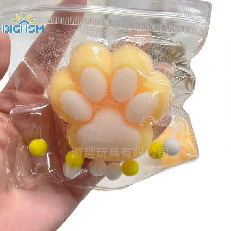 Cute Squeeze Cat Cat Paw Pinch Toy Blingbling Slow Rebound Stress Relief Toys Transparent Gift Sticky Stress Relief Relax Toys