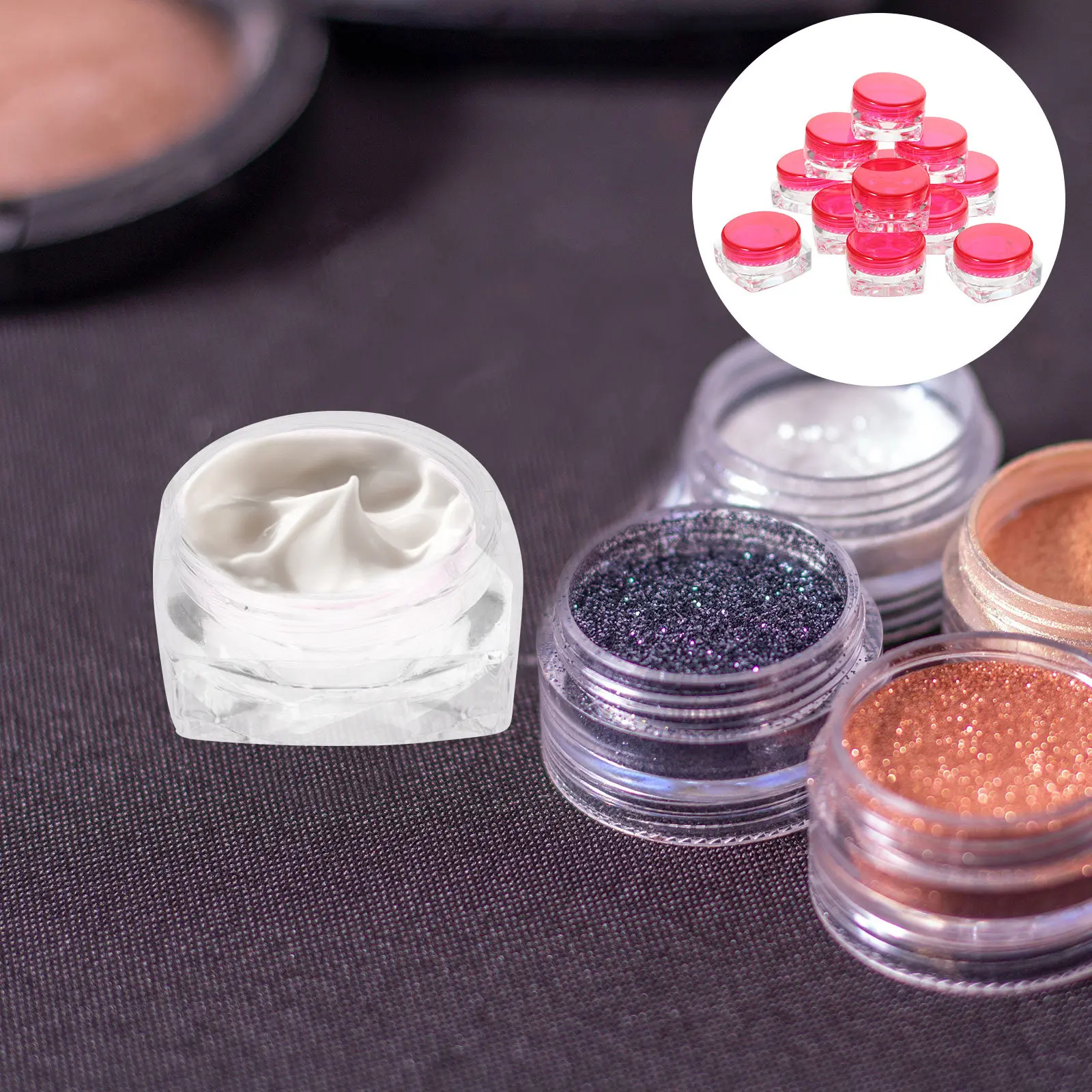 12 Unidades de Envases Profesionales de Viaje, Tarro Cuadrado de 3G para Crema de Ojos, Ungüento Facial, Muestra de Crema Corporal, Dispensador