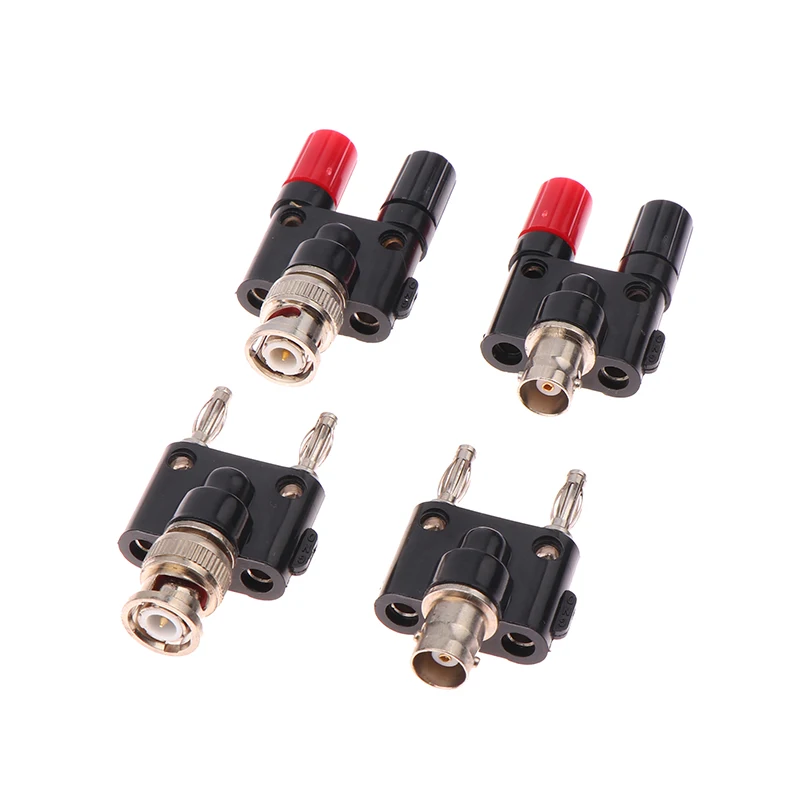 1pc adaptador bnc para banana macho plug & fêmea jack banana fêmea jack soquete ligação post rf coaxial divisor conversor