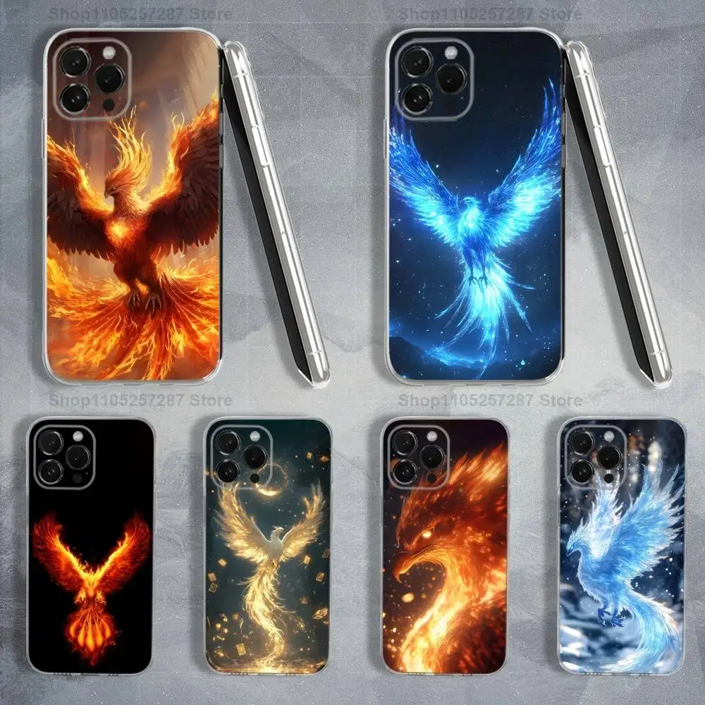 Coque de téléphone Myth Art Cool Phoenix, pour iPhone Max,Plus,11,14,13,XR,SE,12,15,Pro,17,16,X,XS,Mini, coque souple transparente