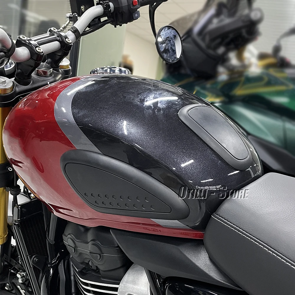 Motorrad Schwarz Kraftstoff Tank Pad Aufkleber Aufkleber Zubehör Schutz Für GESCHWINDIGKEIT Geschwindigkeit 400 Für Scrambler 400X2024 2025