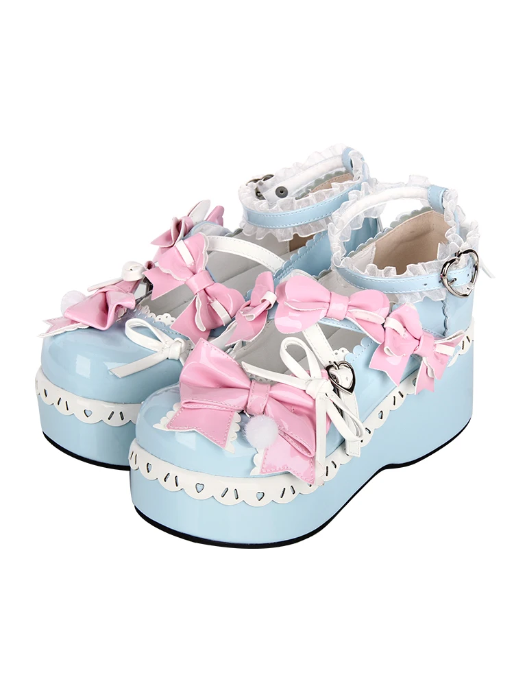 

2024 New Princess Shoes Lolita Shoes Lace Bow Shoes Thick Soled Sponge Cake Shoes Cos Japanese Sweet Loli Tea Party Single Shoes