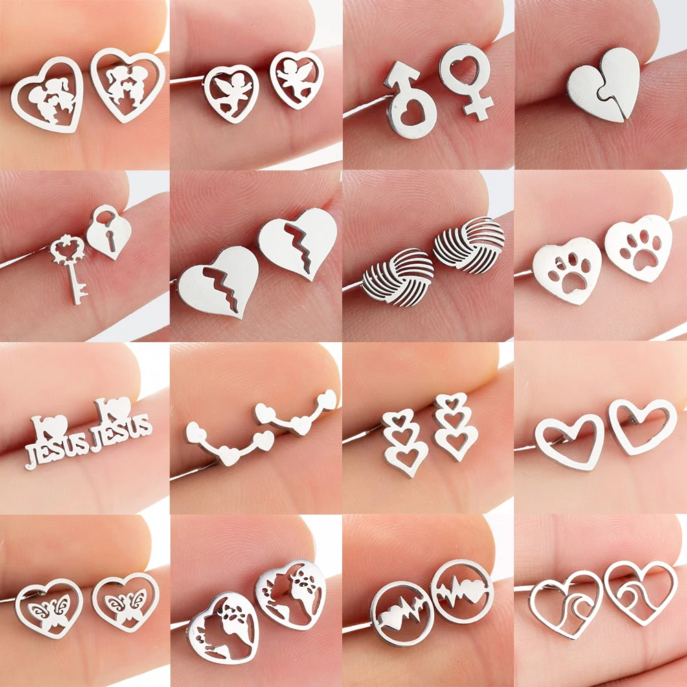 Classical Love Heart Stud Earrings For Women Free Shipping Valentine'S Day Gifts Surgical Steel Piercing Earring Aretes De Mujer