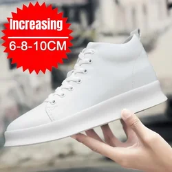 Men's White Shoes with Inner Height Increase 8cm Zapatos Para Hombres Casual Invisible Lift Sport Sneakers Tenis Masculino