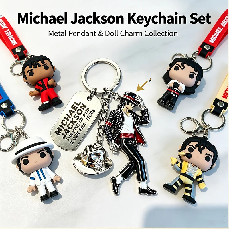 Michael Jackson Keychain Classic Dance King Fashion Bag Pendant Pendant Creative Music Idol 3D Car Interior Decoration Gift