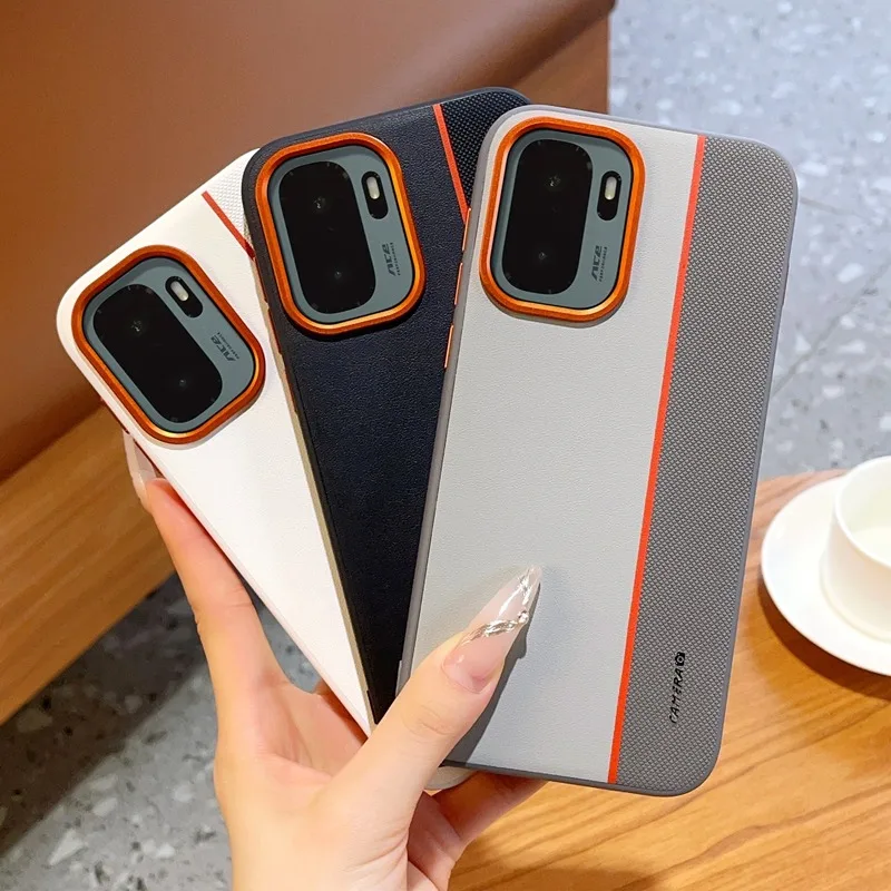 Premium Leather Case for OnePlus Ace 6 Ace5 Pro 15T 13 Turbo 6V Shockproof Full Body PMB110 Metal Button Orange Cover For  Ace6
