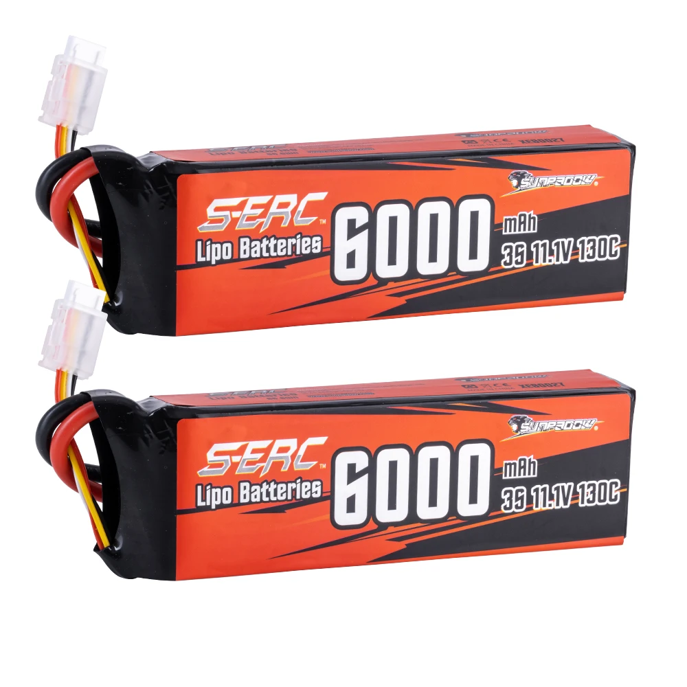 SUNPADOW 3S FPV Lipo Battery for 6000mAh 11.1V 130C Soft Pack with Deans T with RC FPV Quadcopter Airplane Helicopter Racing