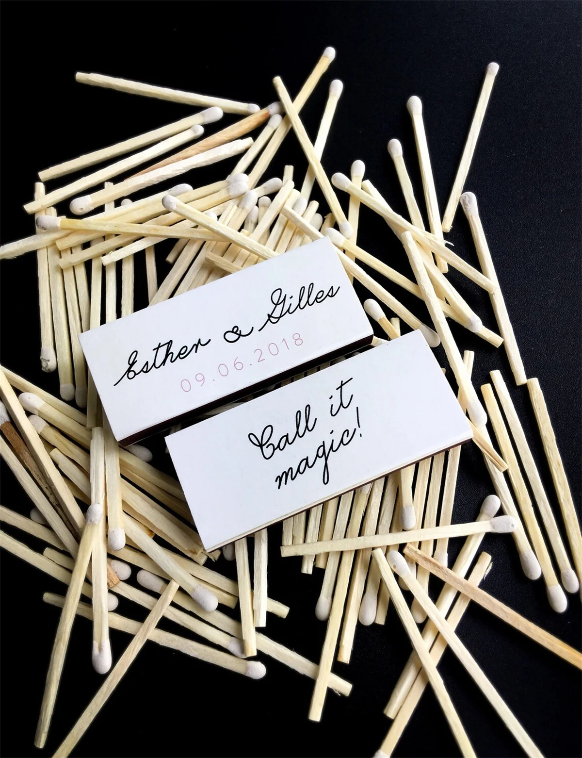 Custom Design Matchboxes With White Tip Matches - Call It Magic