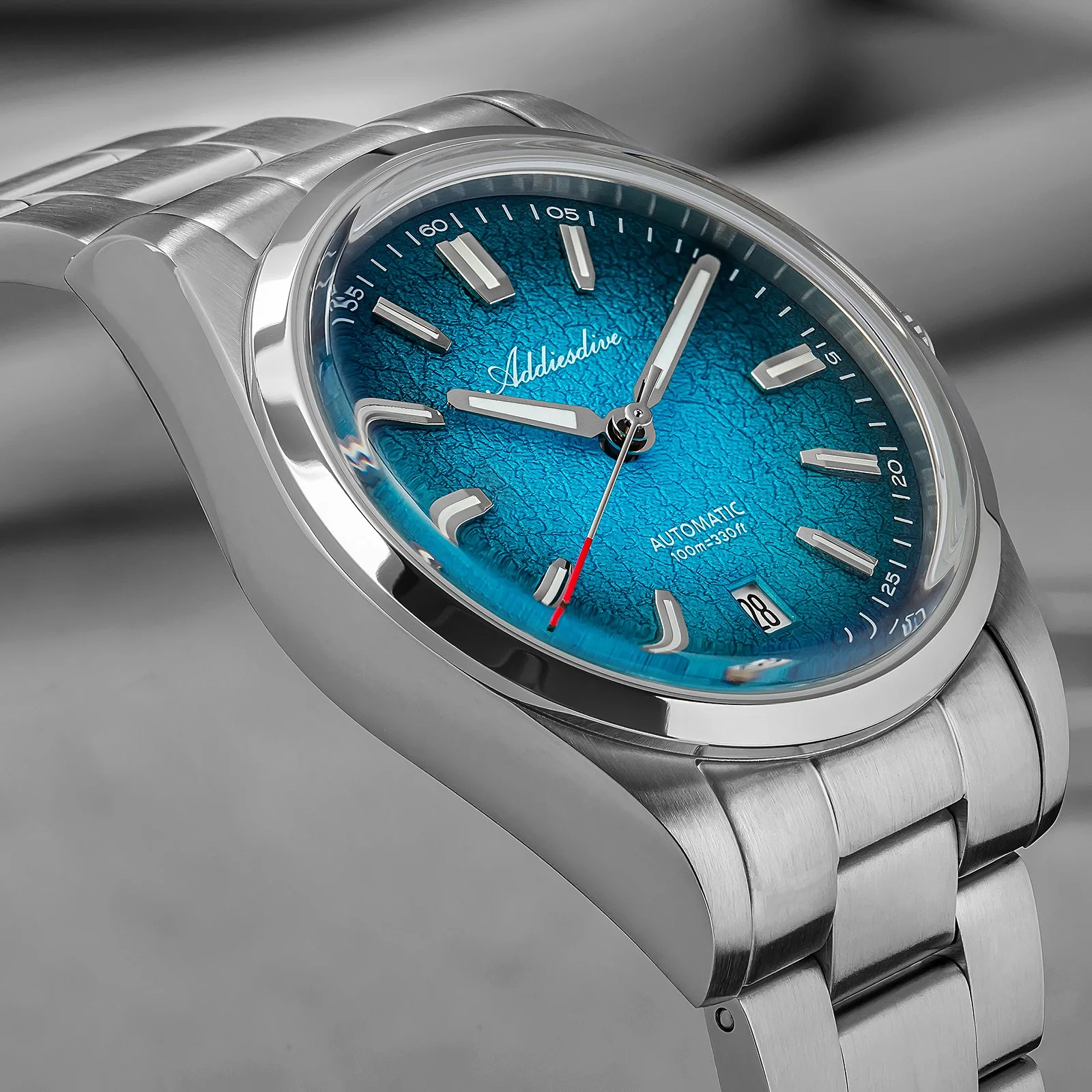 ADDIESDIVE nuevo reloj de 39mm para hombre, marca superior, moda Retro automática, 100m, resistente al agua, vidrio abovedado, relojes mecánicos con gradiente luminoso