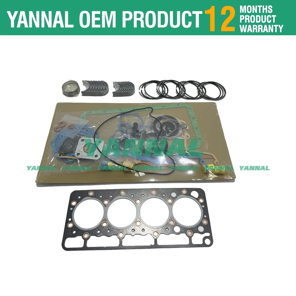 For Kubota V1205 V1205B Overhaul Re-ring Kit Engine Piston Ring Bearing Gasket