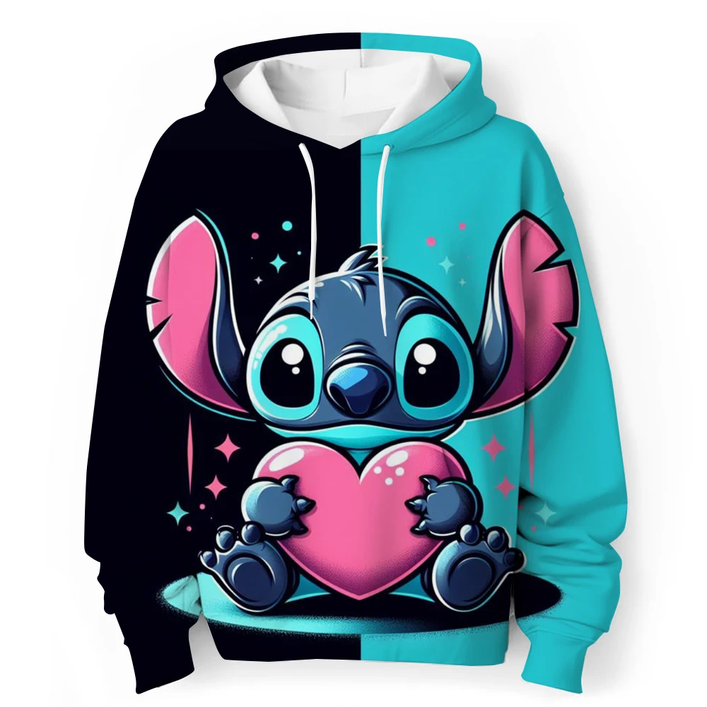 Kawaii Lilo Stitch 4-14 Year Children Anime Sweatshirt Boys Girls Lovely Stitch Hoodies Boys Clothes Print Cartoon Graphic Kids