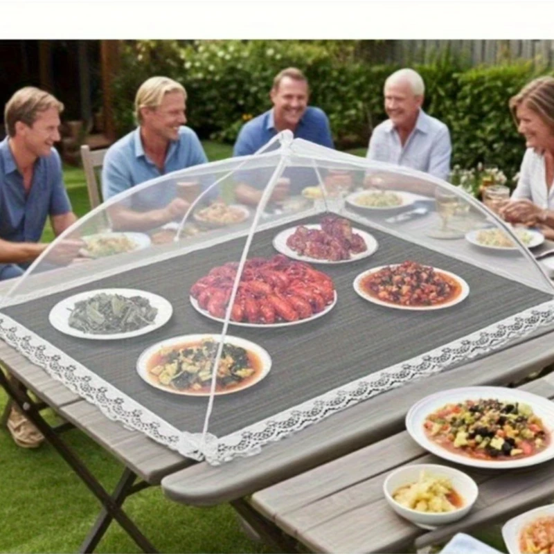 Two dust covers with fine mesh fly proof and foldable food cover, portable, suitable for home and outdoor use