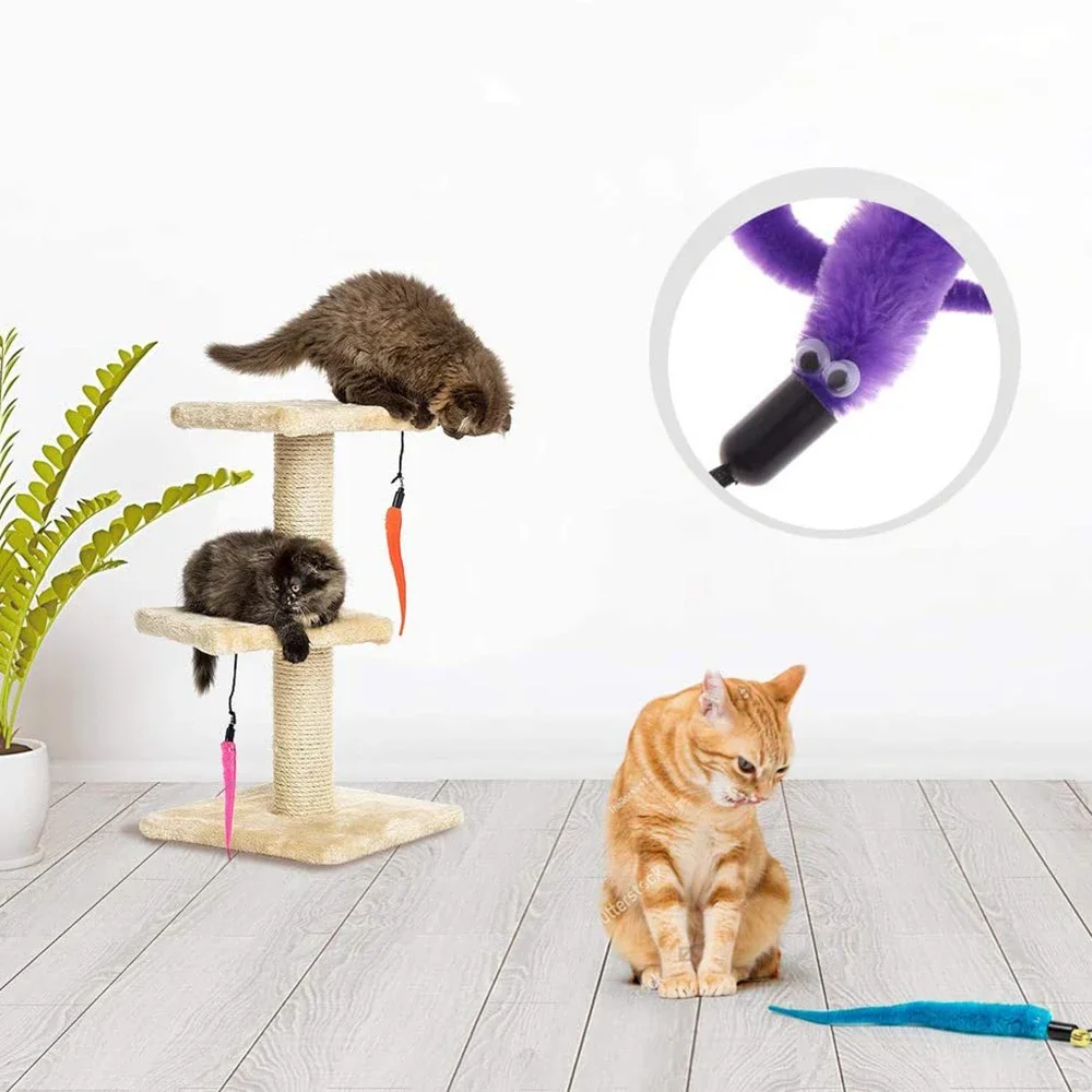 Retractable Cat Toys Wand Teaser Refills Interactive Cat Feather Toy for Cat Kitten Having Fun Exerciser Playing