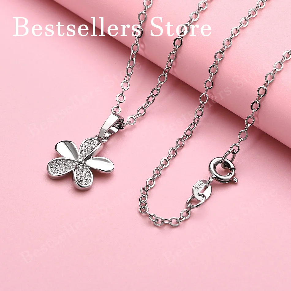 

Ожерелье из стерлингового серебра 925 пробы с изящным цветочным кулоном из циркона, 16-30 дюймов, для женщин, модные свадебные украшения и аксессуары