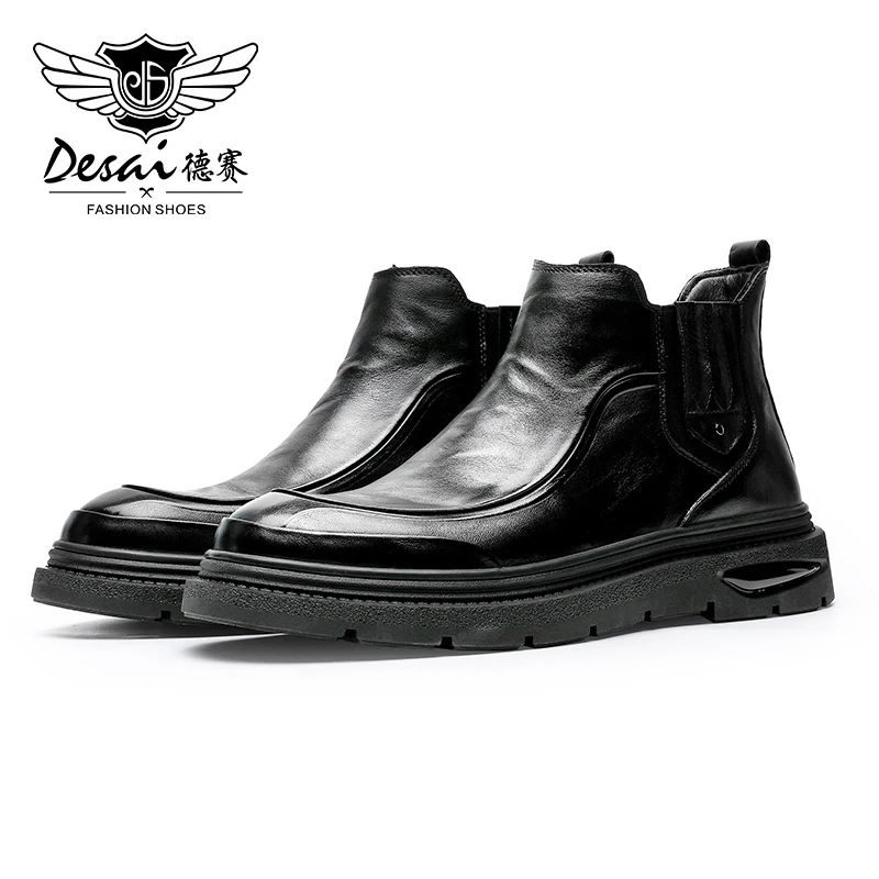 Desai New Black Chelsea Boots for Men Genuine Leather Anti Slip-On Business Men Ankle Boots 2023 Fashion Arrival