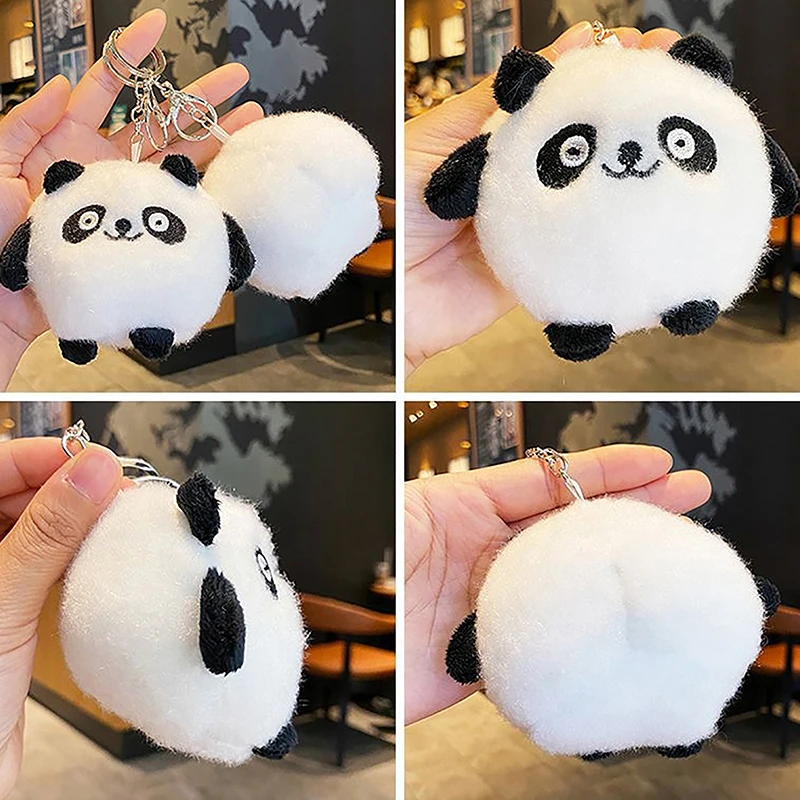 Cute Chubby Plush Panda Keychain Pendant Plush Doll Bag Pendant Simple Fashion PP Cotton Key Ring Bag School Bag Accessories