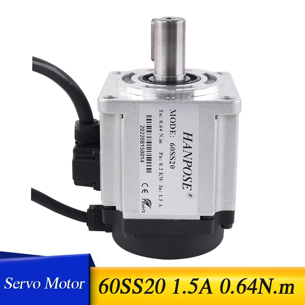 

1Piece 200W ac Servo Motor 1.5A 0.64N.m 60SS20 Shaft Diameter 14mm 3000rpm CNC Milling Machine Router Encoder 60 Servo Motor