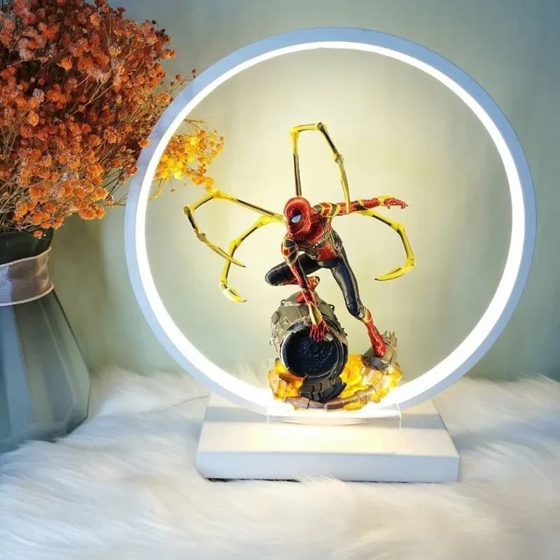 Marvel Spiderman Peripheral Movies Creative Figures Desktop Ornaments Luminous Table Lamp Cartoon Night Light Holiday Gift