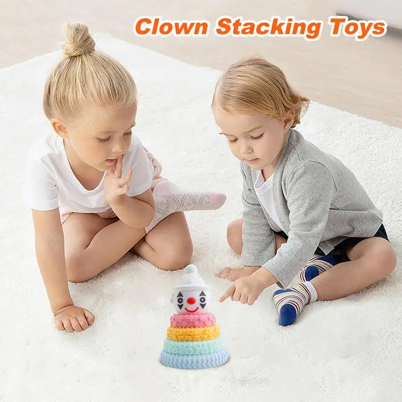 

Ring Stacker Toy Clown Design Assembling Stacking Toys Preschool Learning Toy Stacking Block Toy Educational Toy For Boys Girls