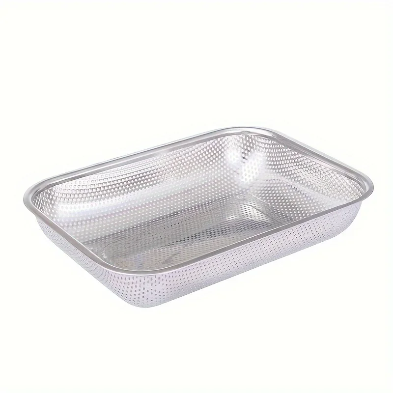 Steel Multi-Functional Kitchen Basket - Square, Perforated Design For Easy Draining & Washing - Ideal For Fruits And Vegetables