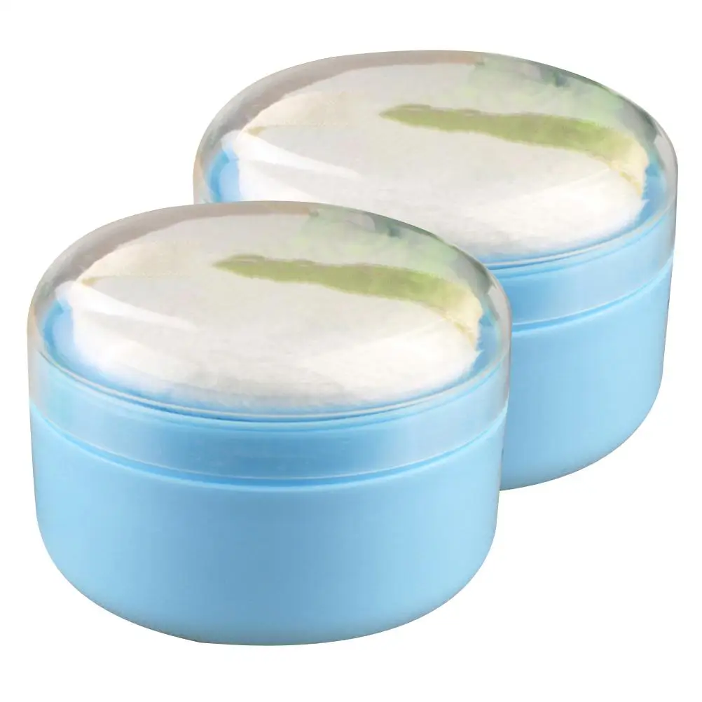 2 Pcs Powder Puff Box Baby Talcum for Newborn Kids Infant Case Container Dispenser