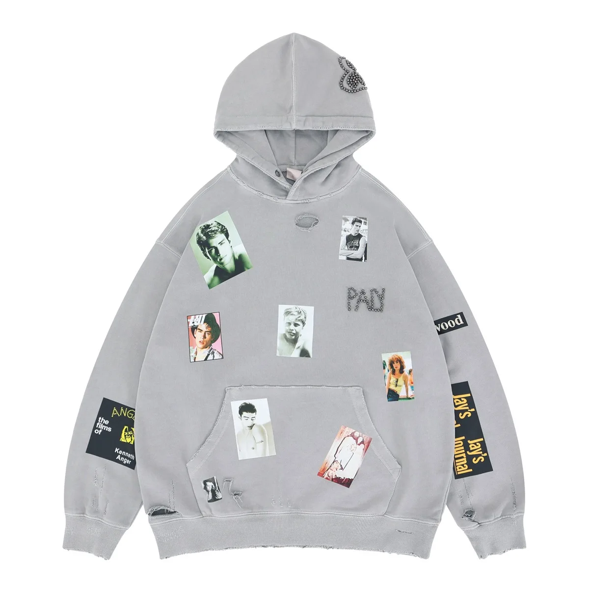 

2025 Autumn and Winter Puncture Nail Bead Craft Heavyweight Washing Retro Vintage Making Hooded Sweatshirt for Men and Women