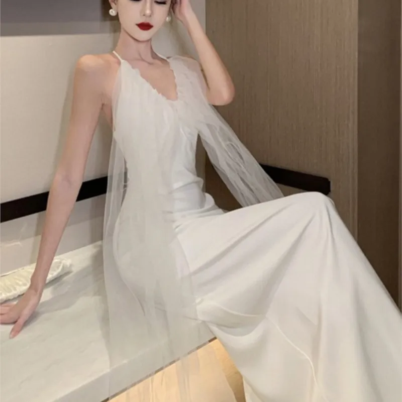 Banquet Dress Morning Gowns Female Wedding Toast Light French Style Temperament Halter